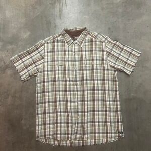 Vintage Y2K quiksilver‎ surfer short sleeve embroidered logo button up